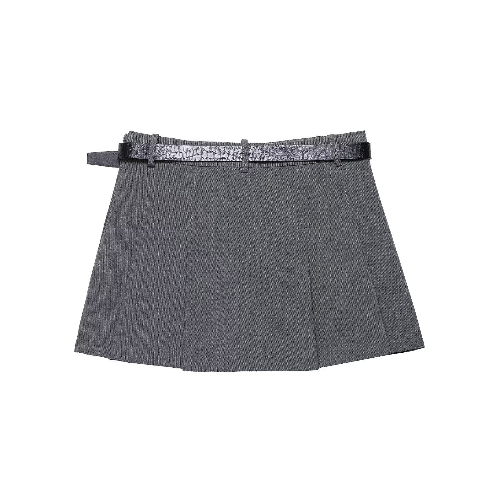 Spicy girl plaid belt versatile skirt pants