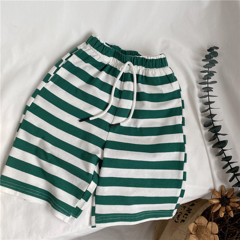 Men's and women's striped lace up cropped pants