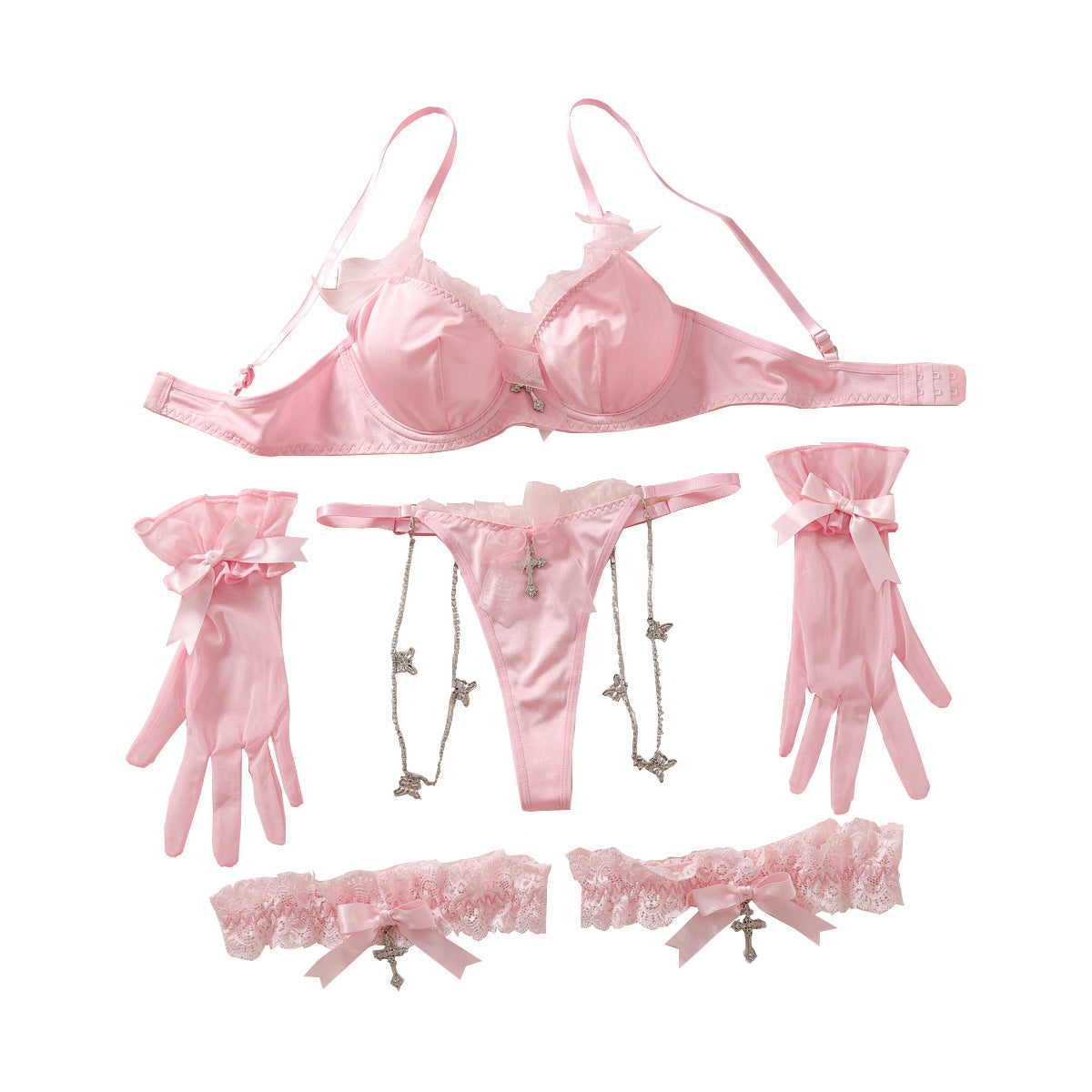 Elegantes "Cute Girl" Lingerie / Unterwäsche Set, 4-tlg.