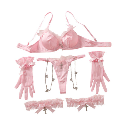 Elegantes "Cute Girl" Lingerie / Unterwäsche Set, 4-tlg.