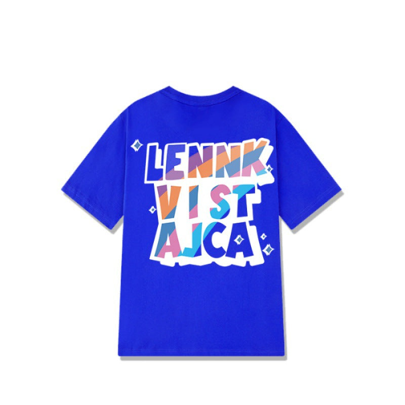 Children's Colorful Letter Print Short Sleeve Loose Casual Top for Boys
