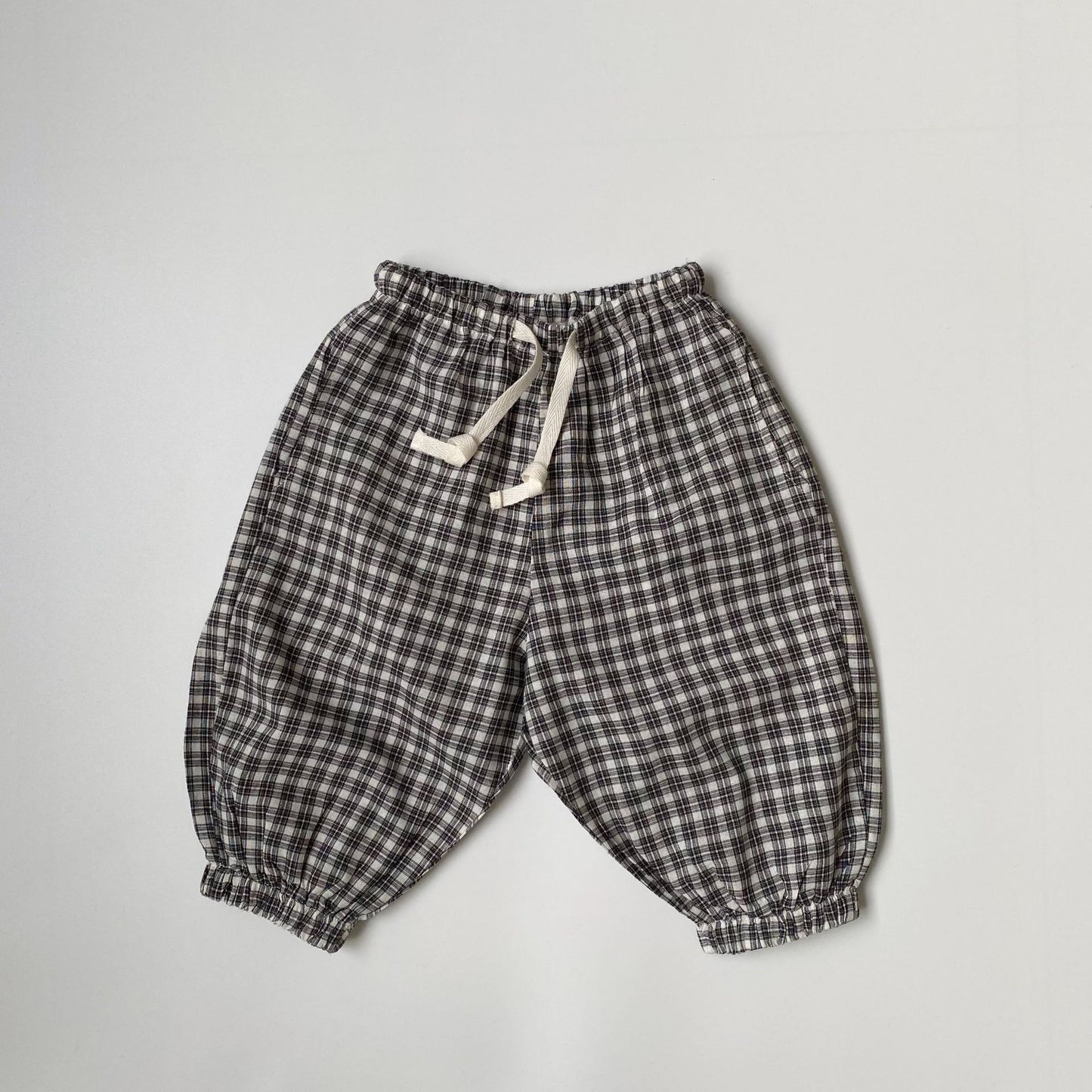 Plaid lace up drawstring pants