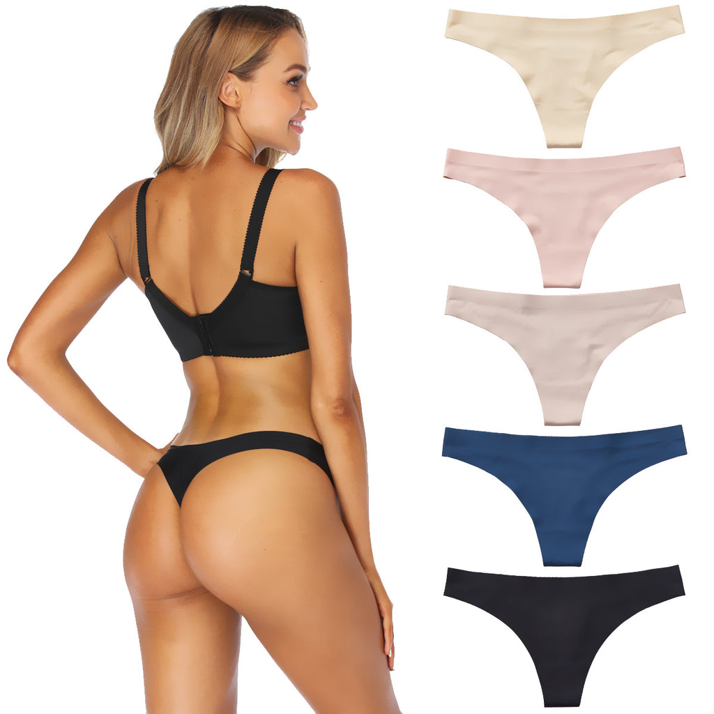 Women's T-back One-piece Seamless Low-waist Sexy Ice Silk T-pants Pure Cotton Bottom Crotch T-back Panties