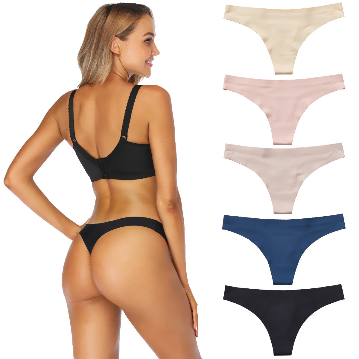 Women's T-back One-piece Seamless Low-waist Sexy Ice Silk T-pants Pure Cotton Bottom Crotch T-back Panties