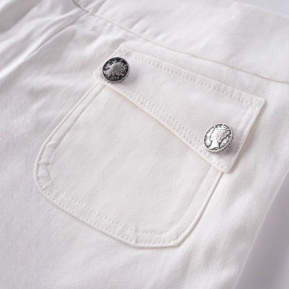 Hot girl button decoration casual pants for women
