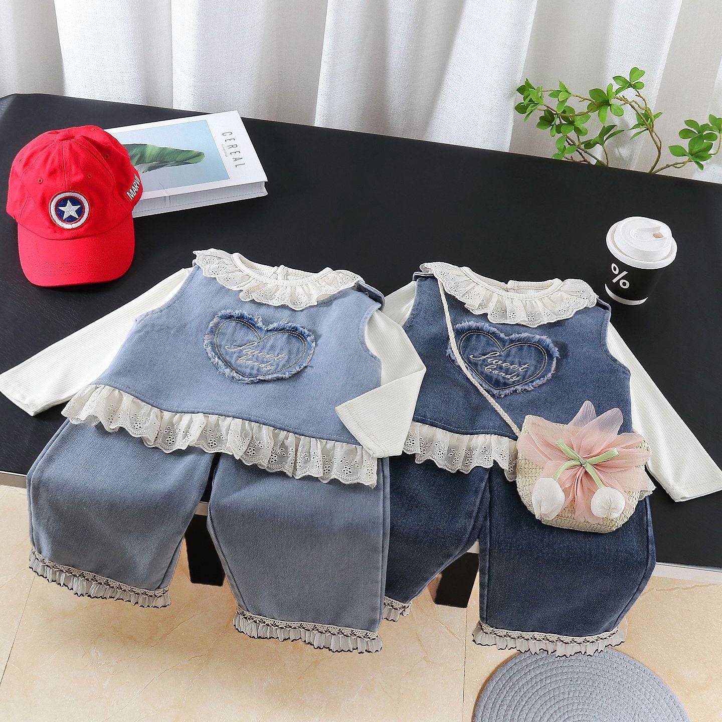 Baby Girl Love Letter Cowboy Vest 3-Piece Set