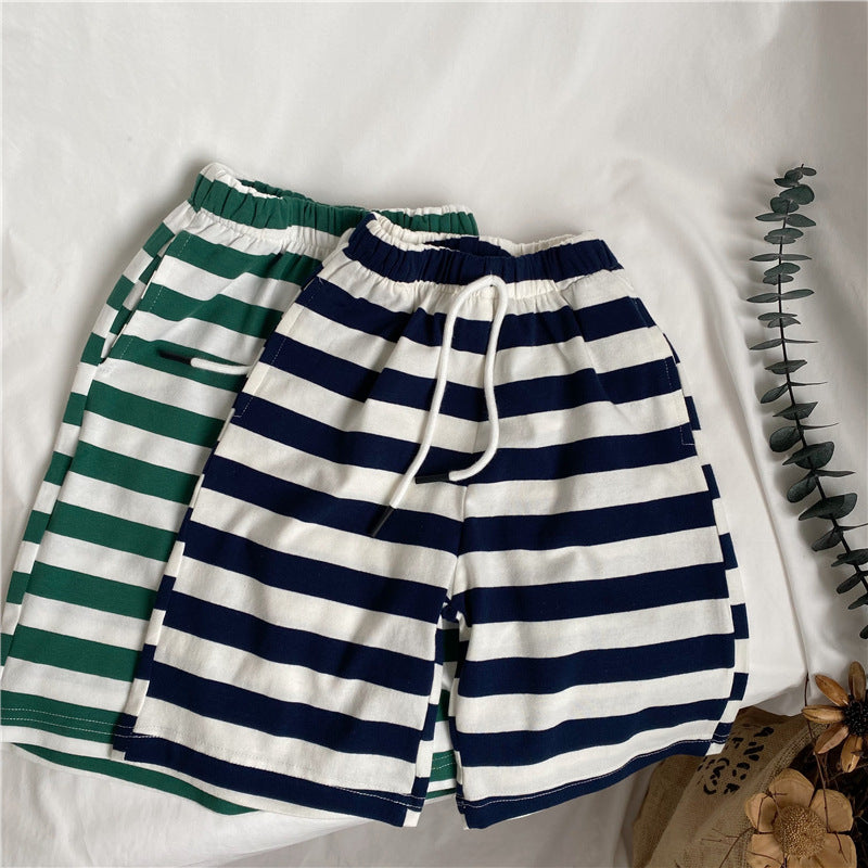 Men's and women's striped lace up cropped pants