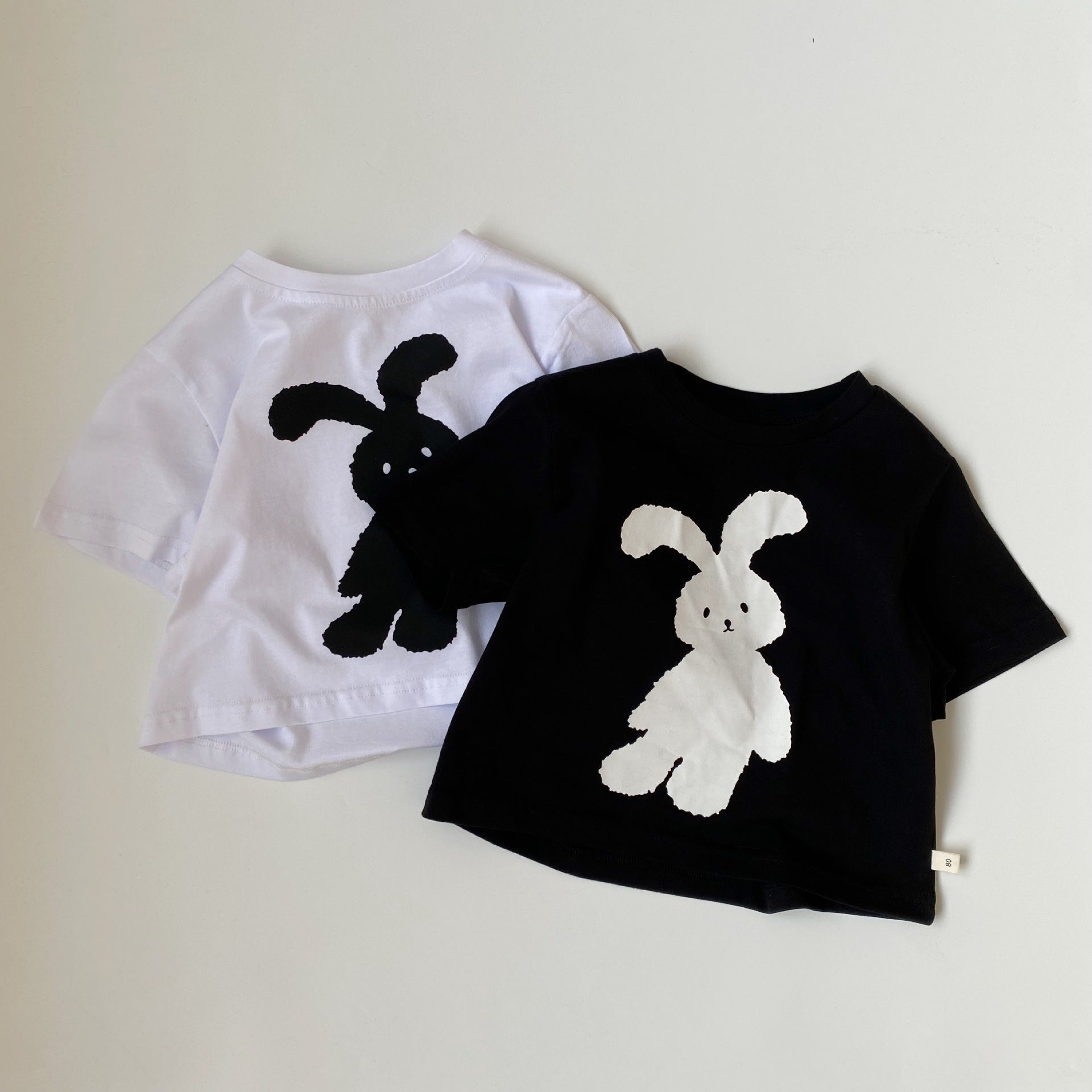 Children's rabbit printed short sleeved T-shirt