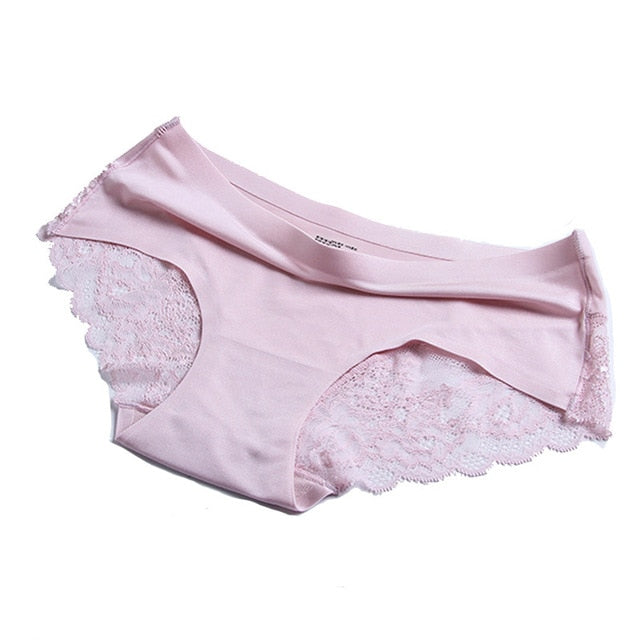 Women's Sexy Lace Panties Seamless Underwear Briefs Nylon Silk for Girls Ladies Bikini Cotton Crotch Transparent Lingerie