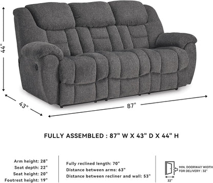 Gray Manual Reclining Sofa Stain Resistant Upholstery-2
