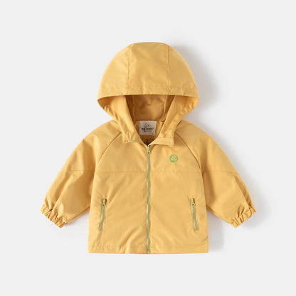 Outdoor Windbreaker for Kids Hooded Zip-Up Jacket Trendy Casual Coat