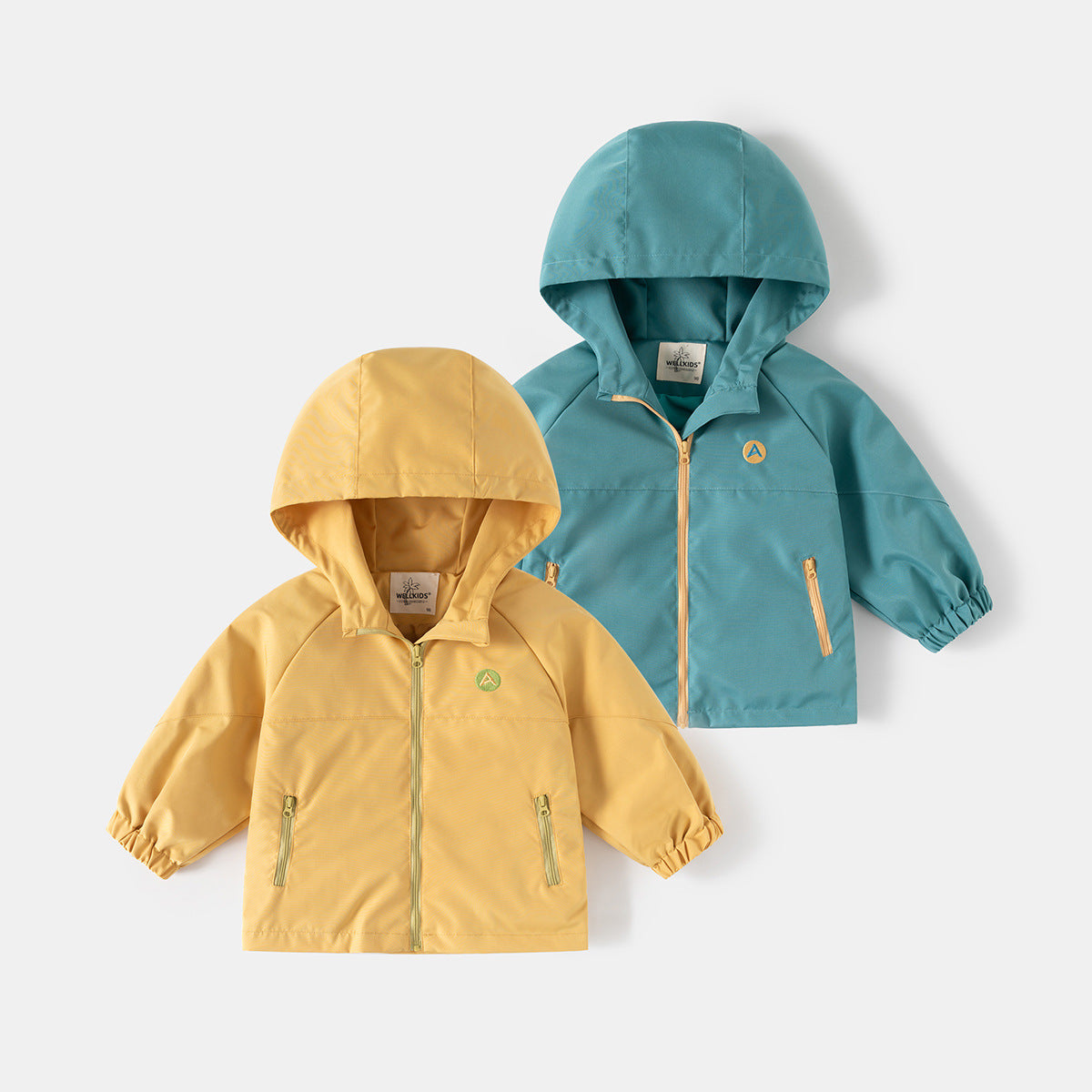 Outdoor Windbreaker for Kids Hooded Zip-Up Jacket Trendy Casual Coat