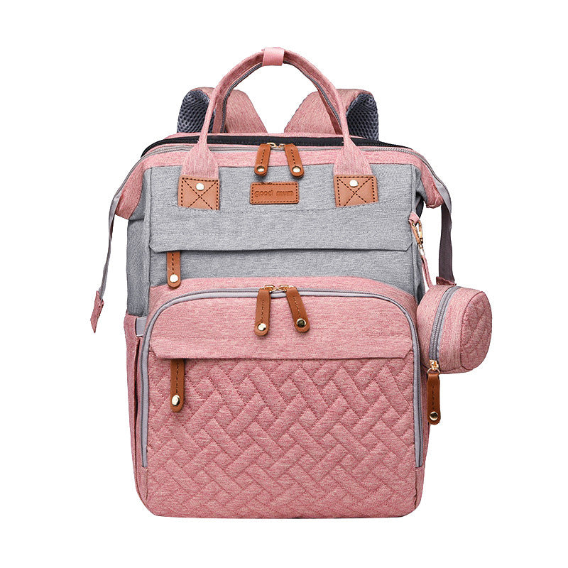 TOP Mommy Backpack with Crib Anti-Mosquito Mom Bag Stroller Large Capacity Baby Bag with Toy Gift