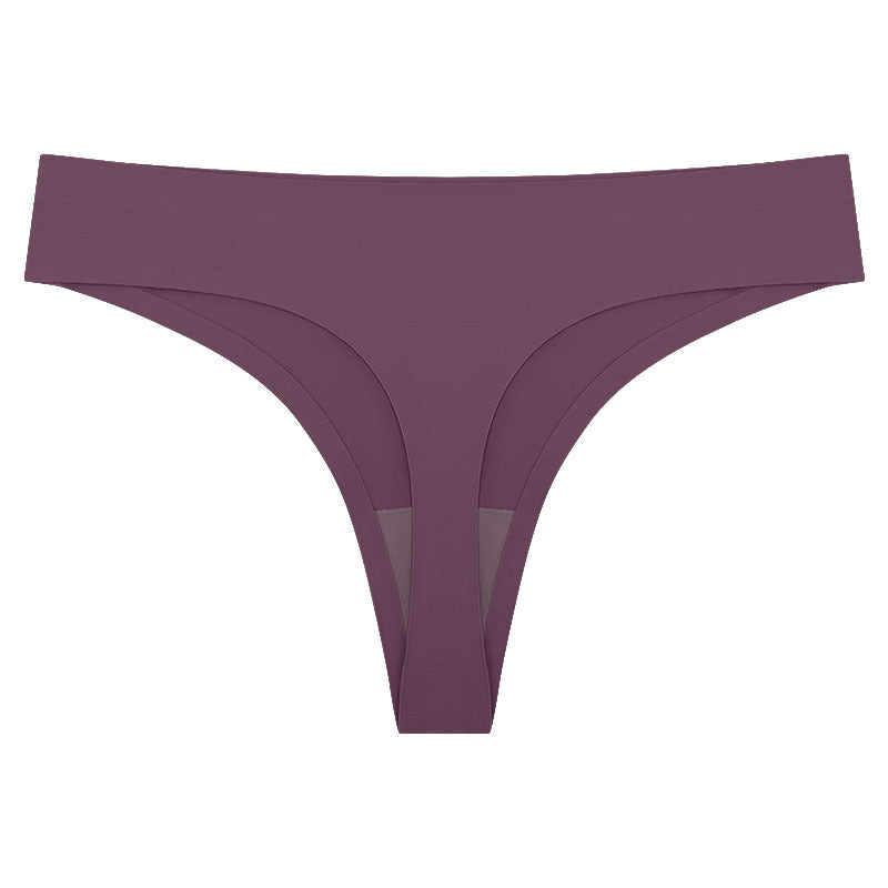 Women's T-back One-piece Seamless Low-waist Sexy Ice Silk T-pants Pure Cotton Bottom Crotch T-back Panties