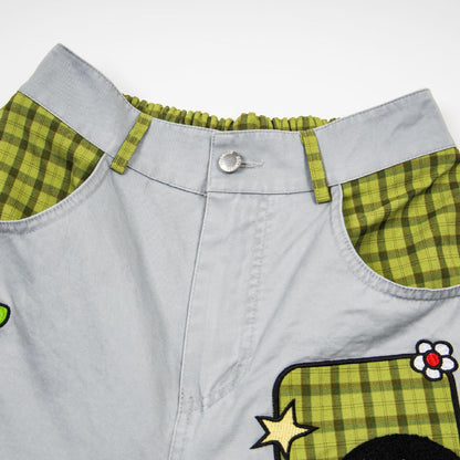 Cartoon girl embroidered pants