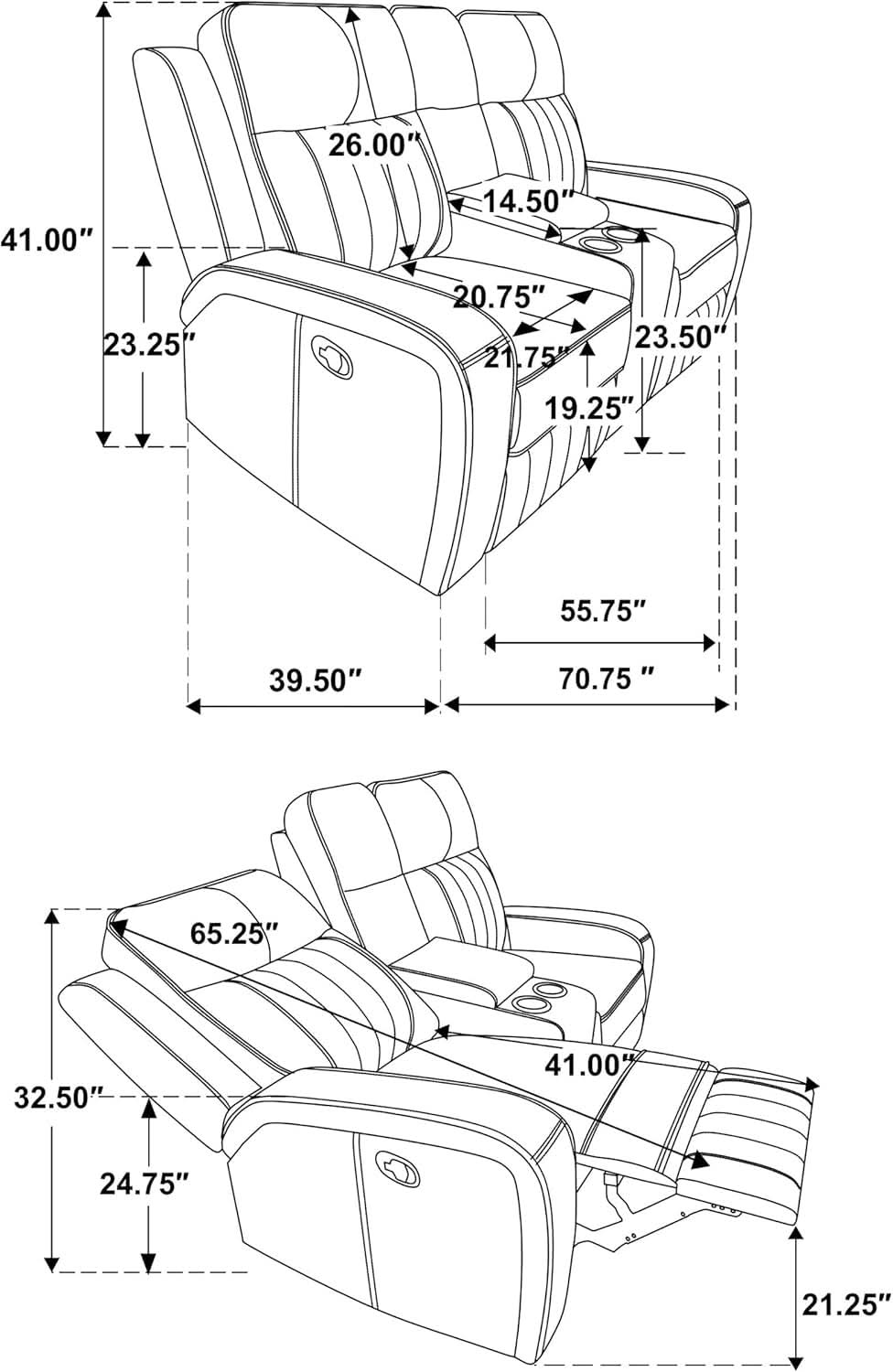 Gray Faux Leather Reclining Loveseat With Manual Recline-2
