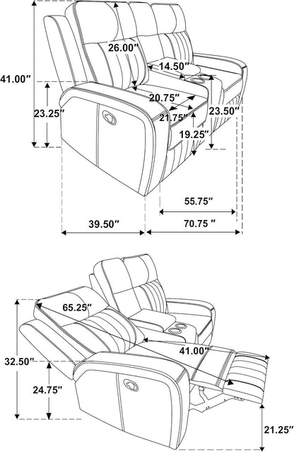 Gray Faux Leather Reclining Loveseat With Manual Recline-2