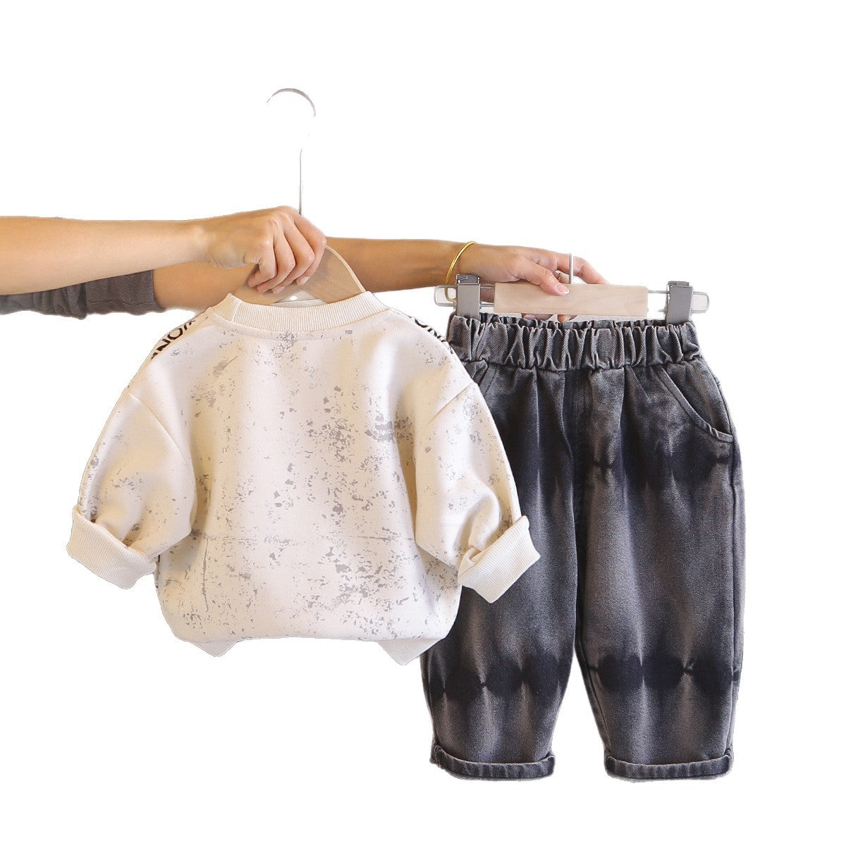 Baby casual letter hoodie two-piece set