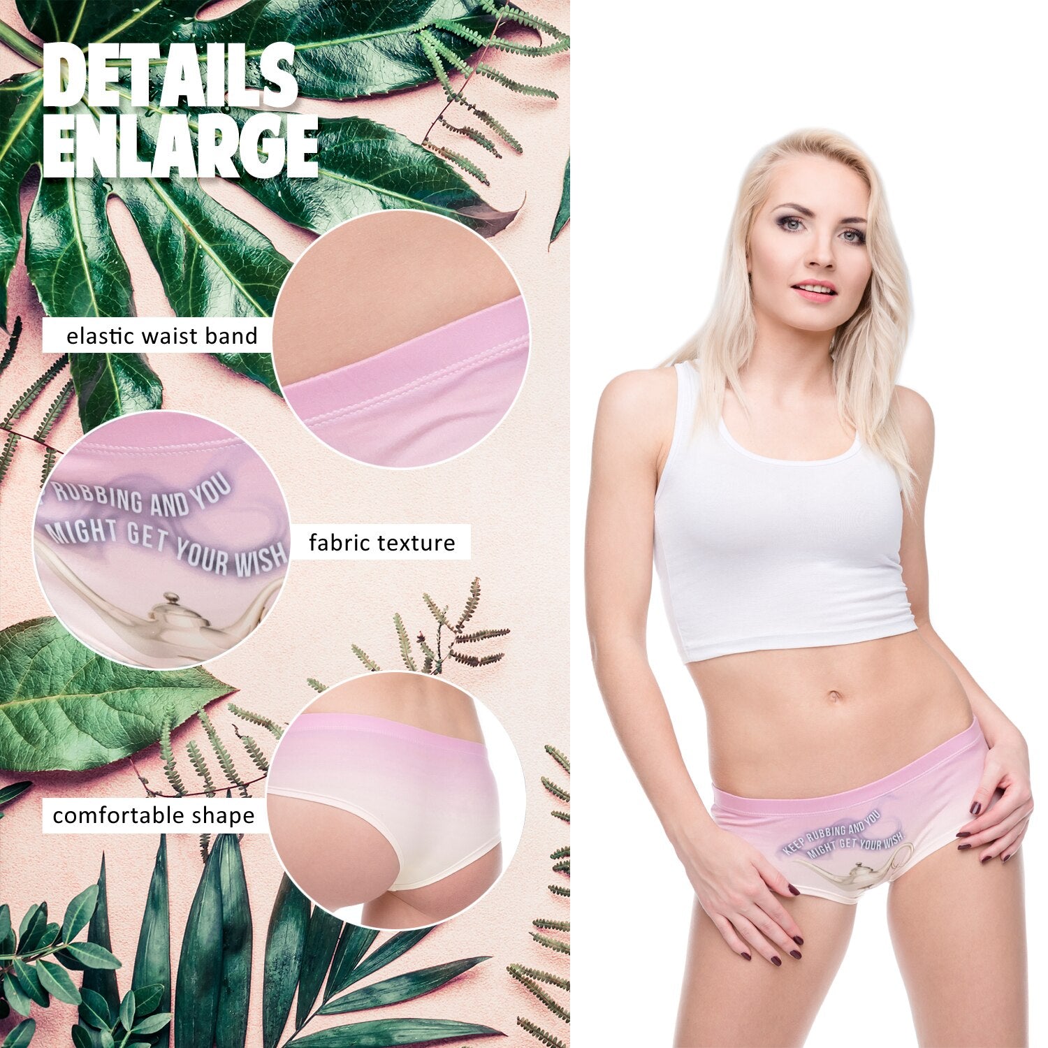 Aladdin Lamp Pink Funny Print Sexy Women Underwear Hot Female Lingerie Thongs Cute Briefs Panties for Lady