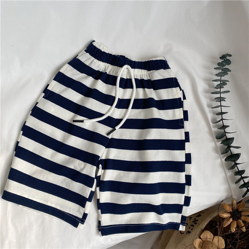 Men's and women's striped lace up cropped pants