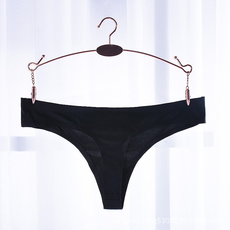 Women's T-back One-piece Seamless Low-waist Sexy Ice Silk T-pants Pure Cotton Bottom Crotch T-back Panties