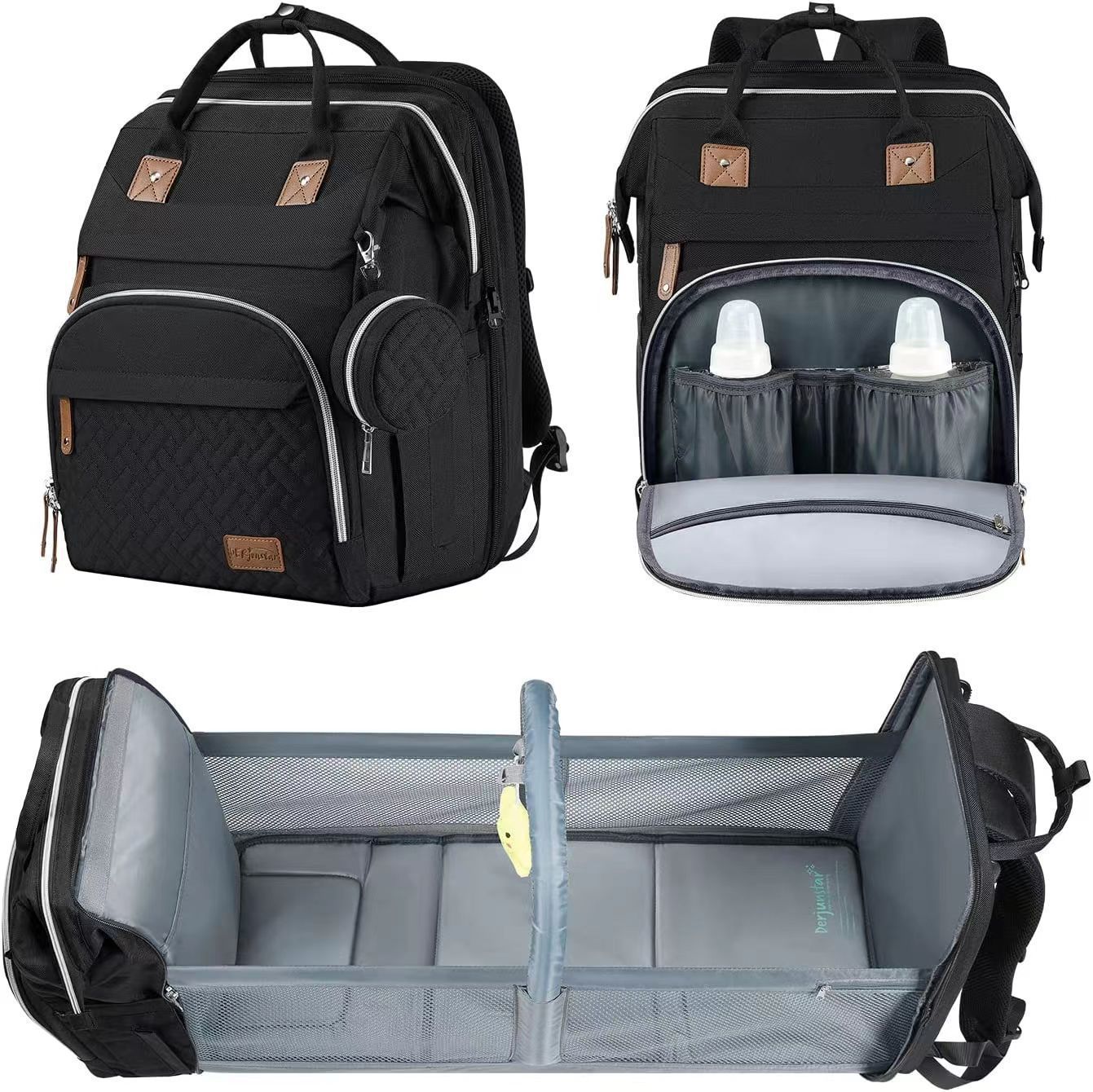 TOP Mommy Backpack with Crib Anti-Mosquito Mom Bag Stroller Large Capacity Baby Bag with Toy Gift