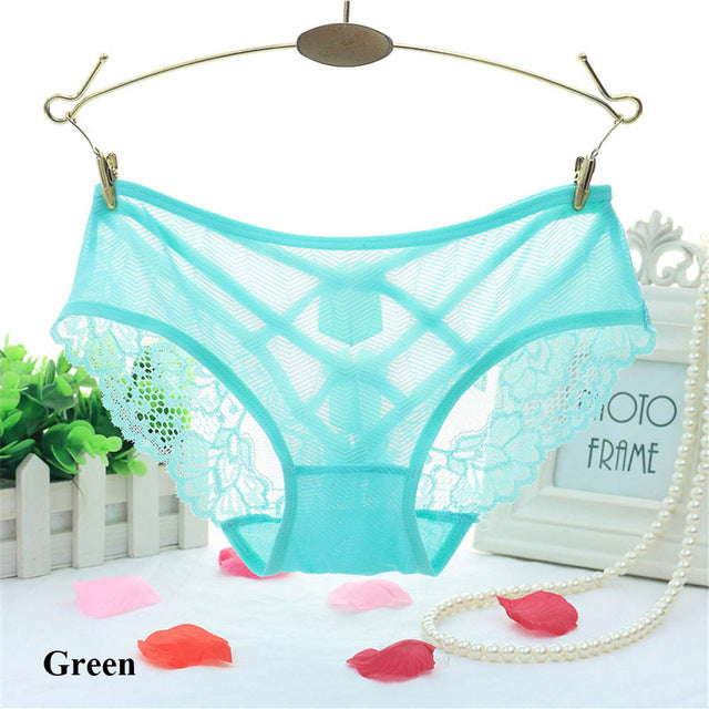 1PC Women Sexy Lace Bowknot Panties Hollow Cross Bandage Knickers Bowknot G-String Briefs Breathable