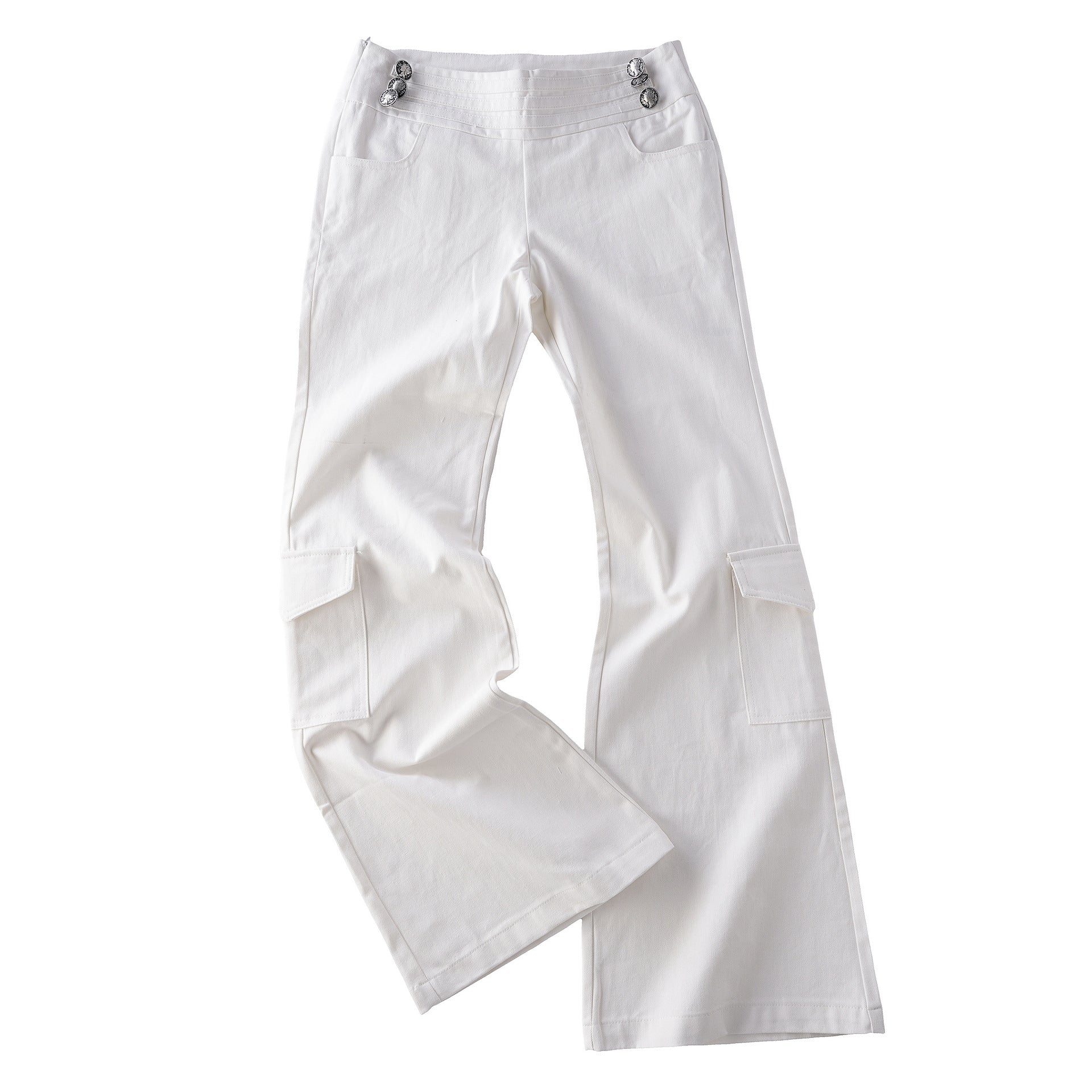 Hot girl button decoration casual pants for women