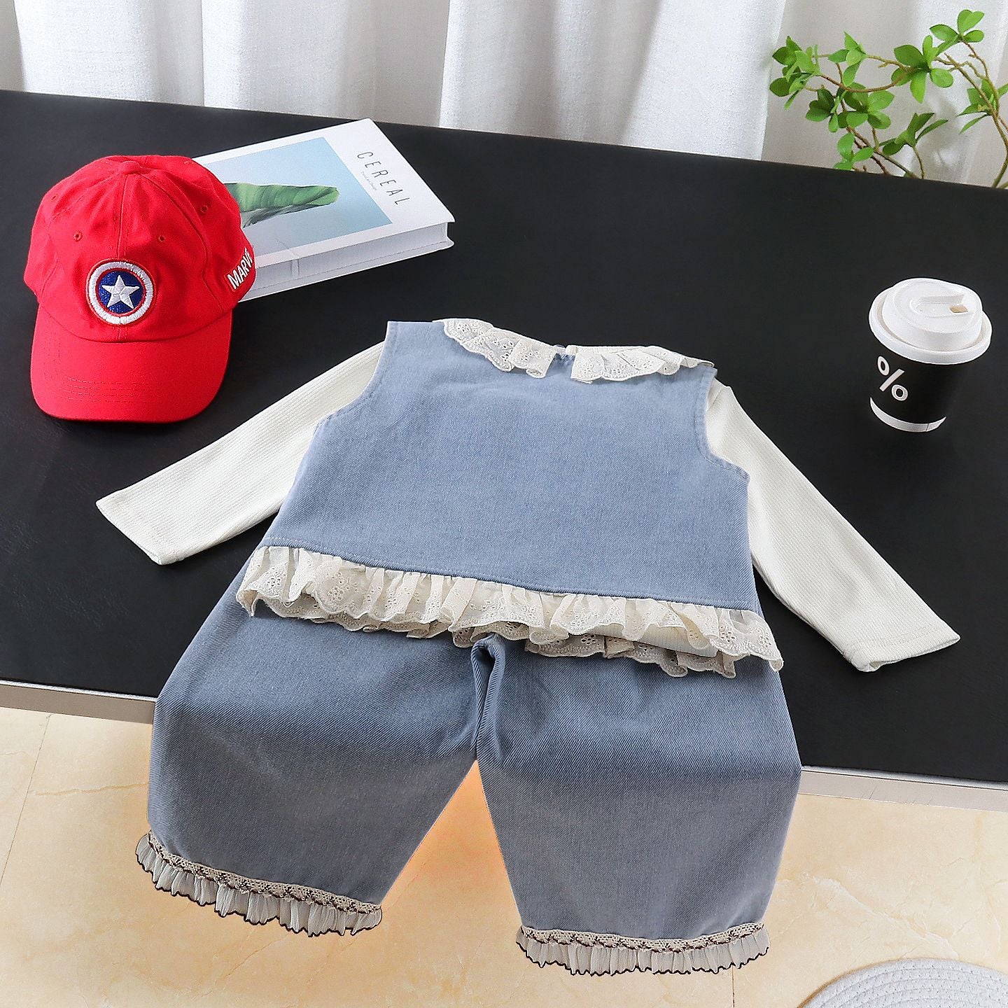 Baby Girl Love Letter Cowboy Vest 3-Piece Set