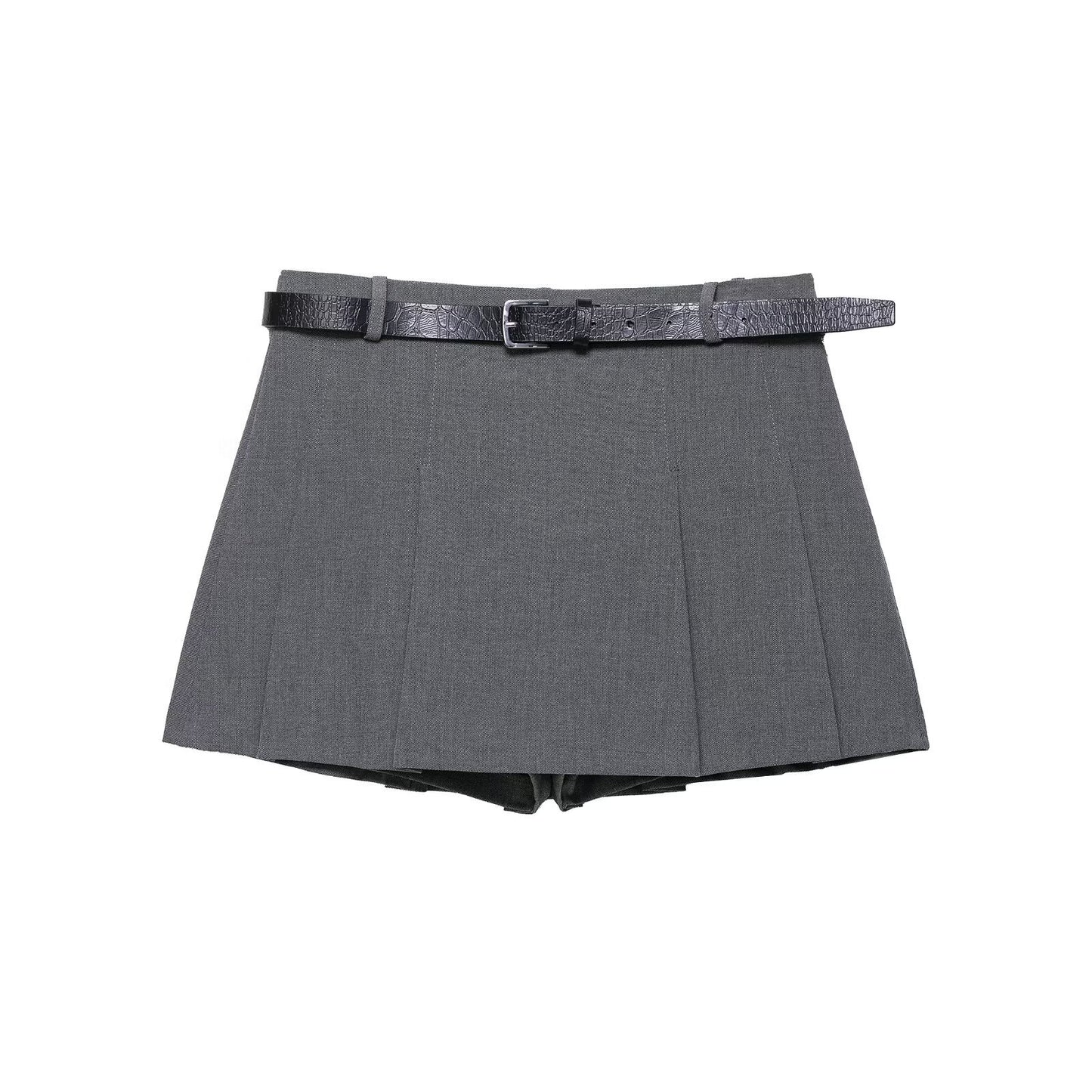 Spicy girl plaid belt versatile skirt pants