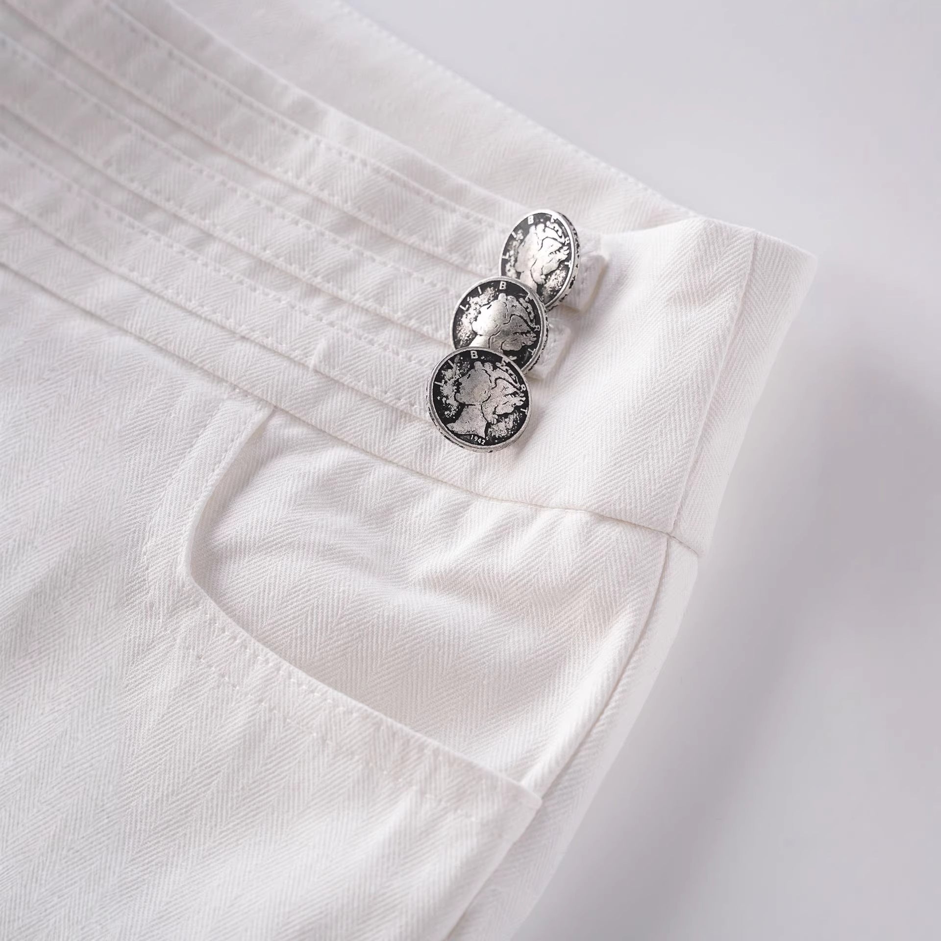 Hot girl button decoration casual pants for women