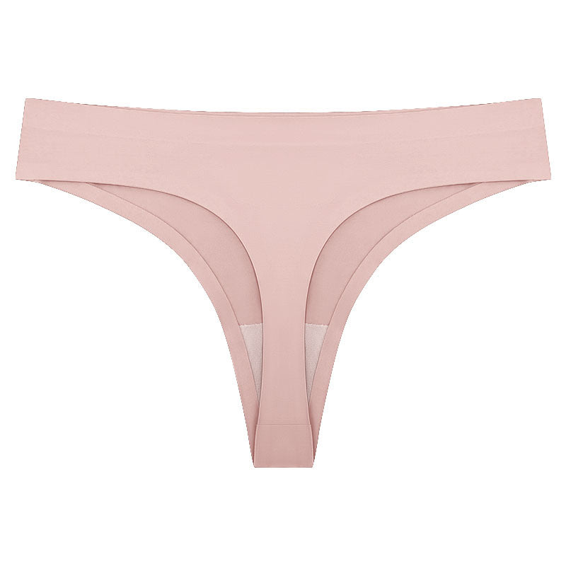 Women's T-back One-piece Seamless Low-waist Sexy Ice Silk T-pants Pure Cotton Bottom Crotch T-back Panties