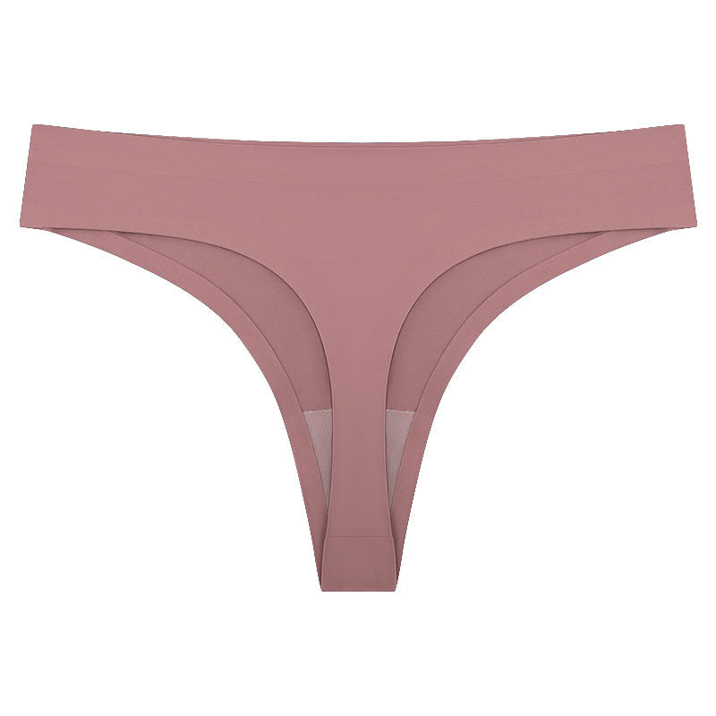 Women's T-back One-piece Seamless Low-waist Sexy Ice Silk T-pants Pure Cotton Bottom Crotch T-back Panties