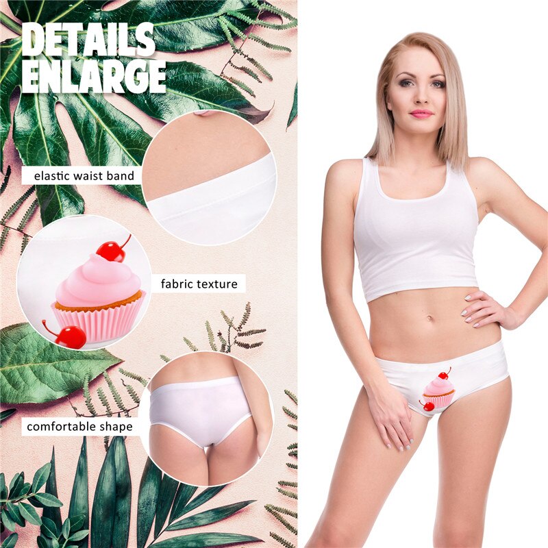 DeanFire Super Soft 3D Panties Underwear MUFFIN CHERRY Print Kawaii Push Up Sexy Briefs lingerie thong for female