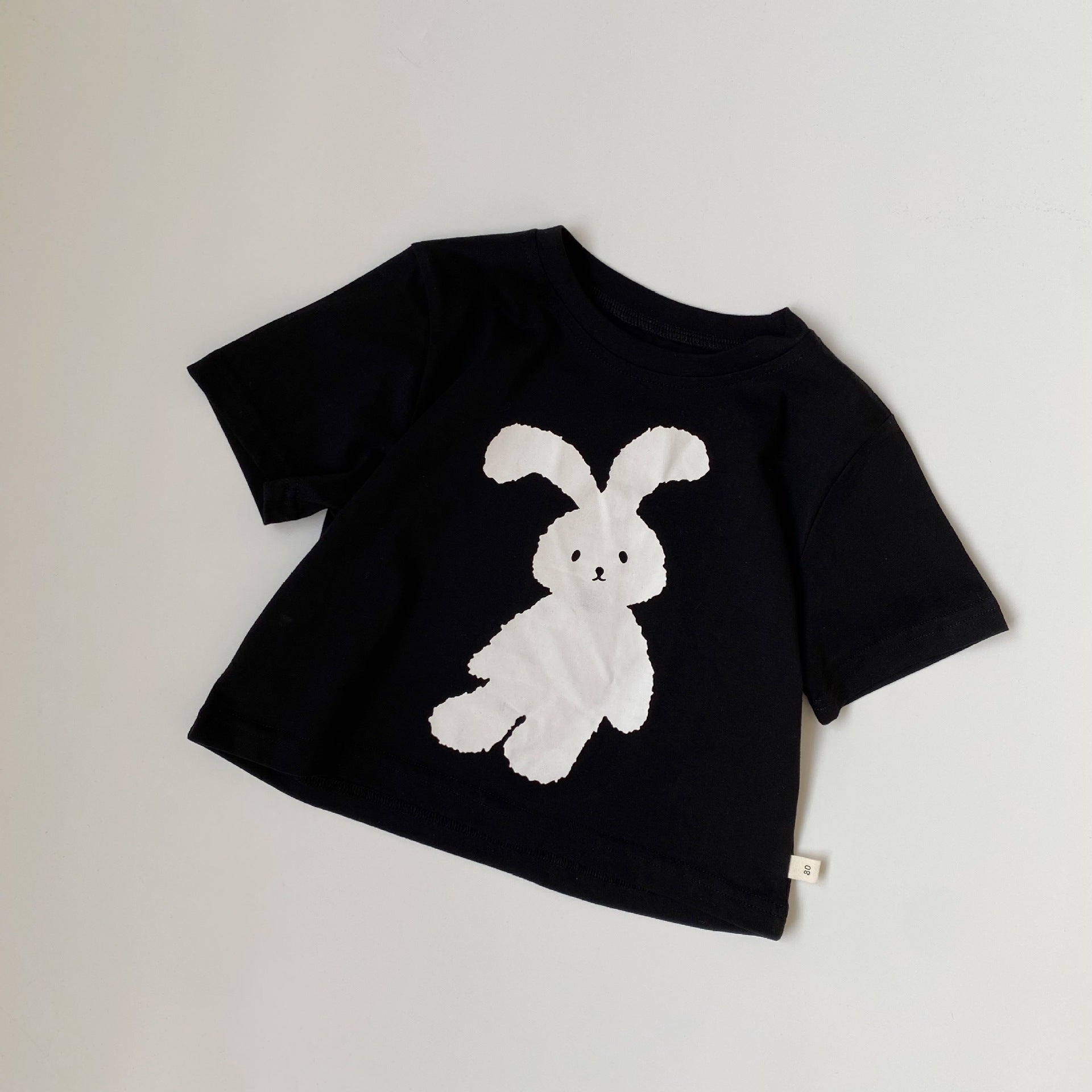 Children's rabbit printed short sleeved T-shirt