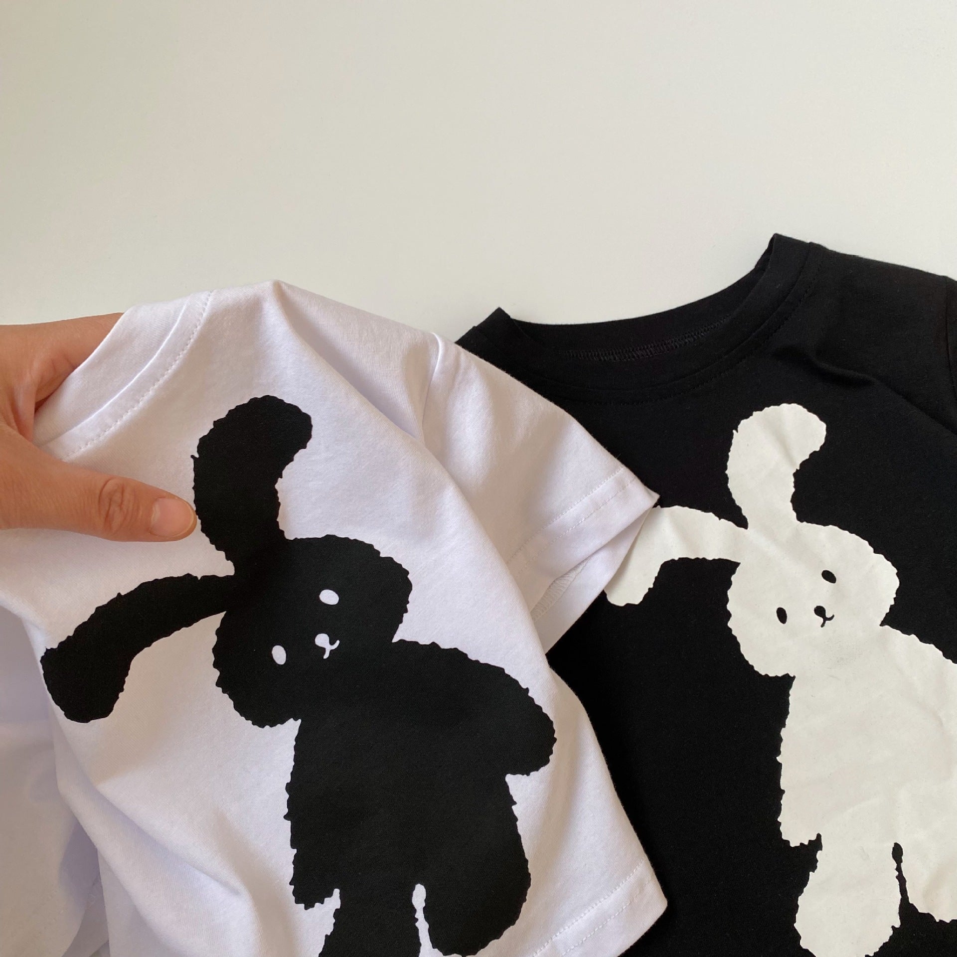 Children's rabbit printed short sleeved T-shirt