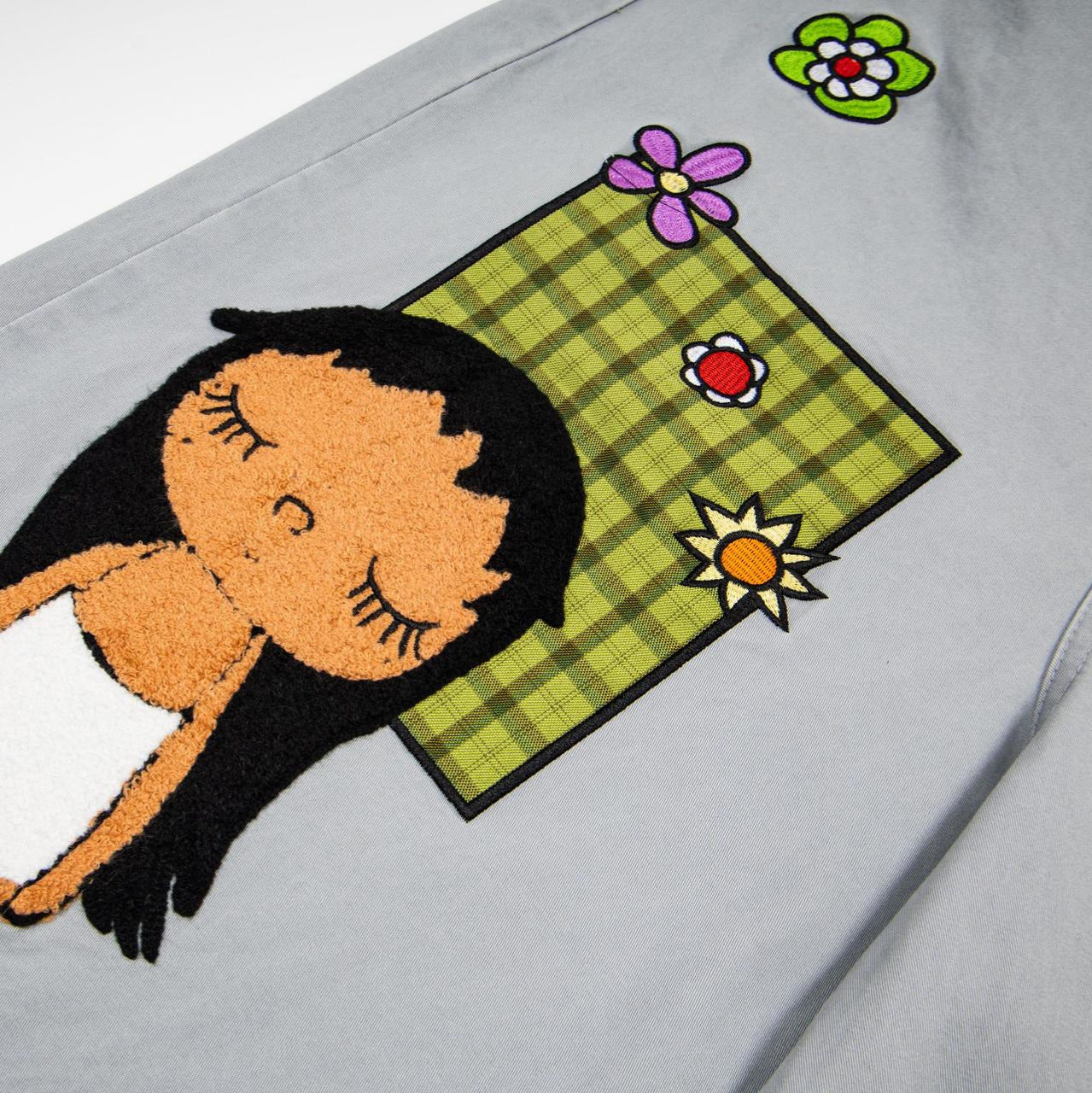 Cartoon girl embroidered pants