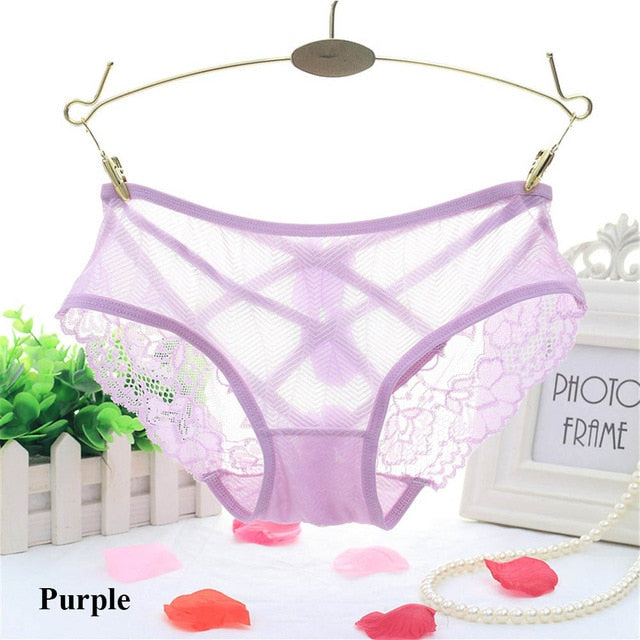 1PC Women Sexy Lace Bowknot Panties Hollow Cross Bandage Knickers Bowknot G-String Briefs Breathable