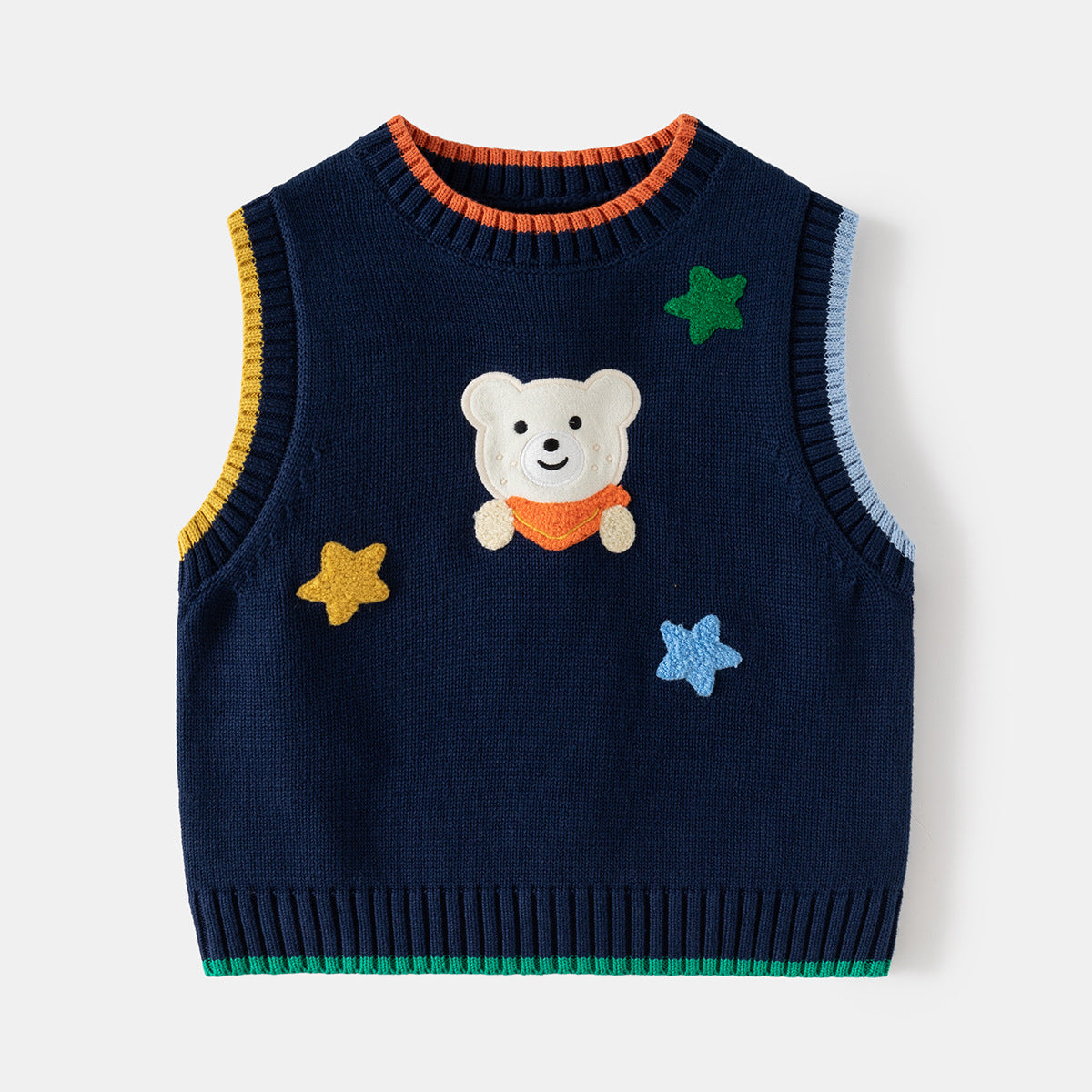 Children's Knitted Vest Wholesale Boy's Sweater Baby Sleeveless Pullover Cartoon Bear Top Fashion