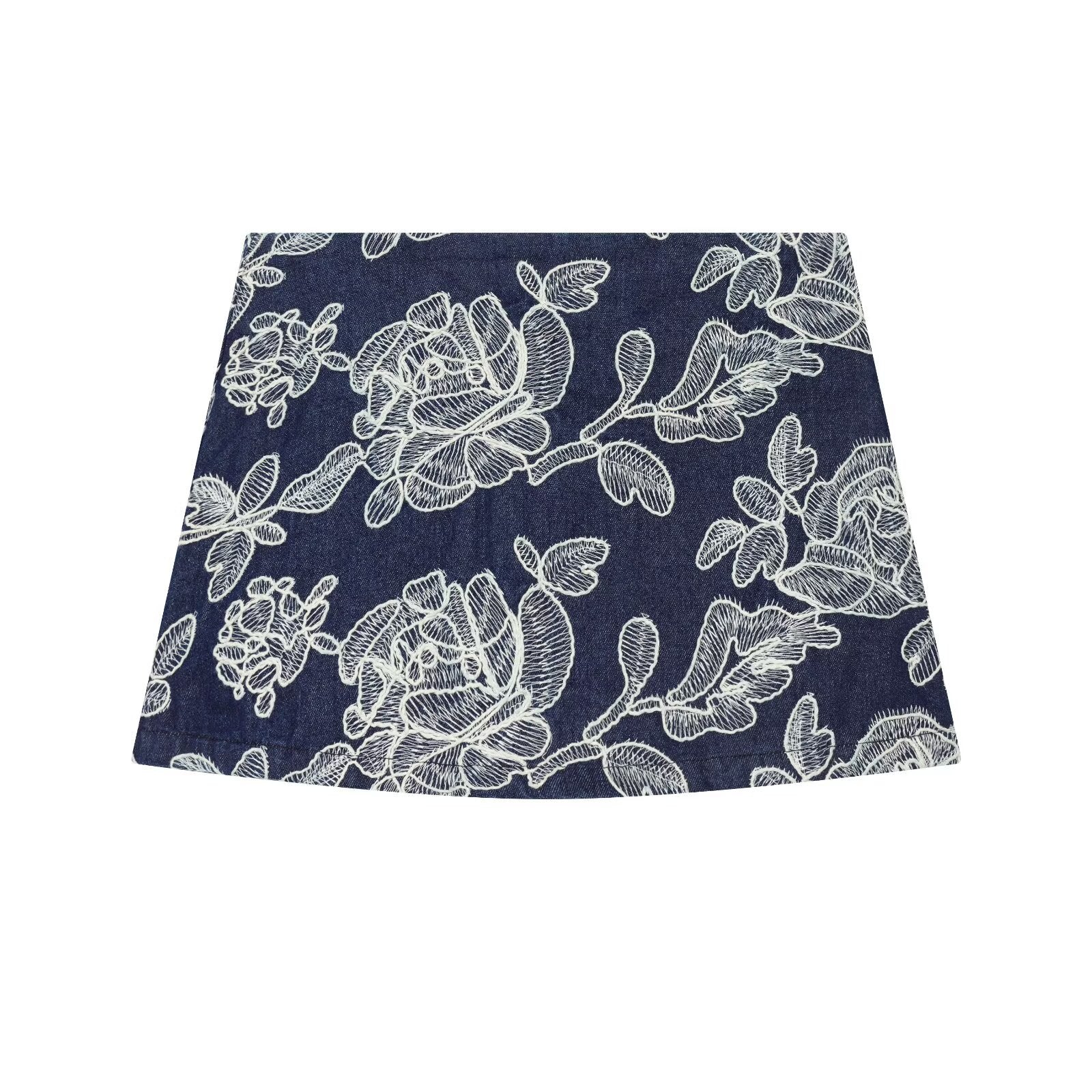 Spicy girl flower jacquard embroidered skirt pants