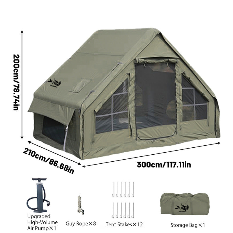 Large Inflatable Glamping Tent with Skylight, Breathable Mesh Air Tent for Summer Camping & Backpacking