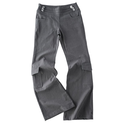 Hot girl button decoration casual pants for women