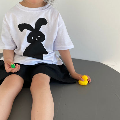 Children's rabbit printed short sleeved T-shirt