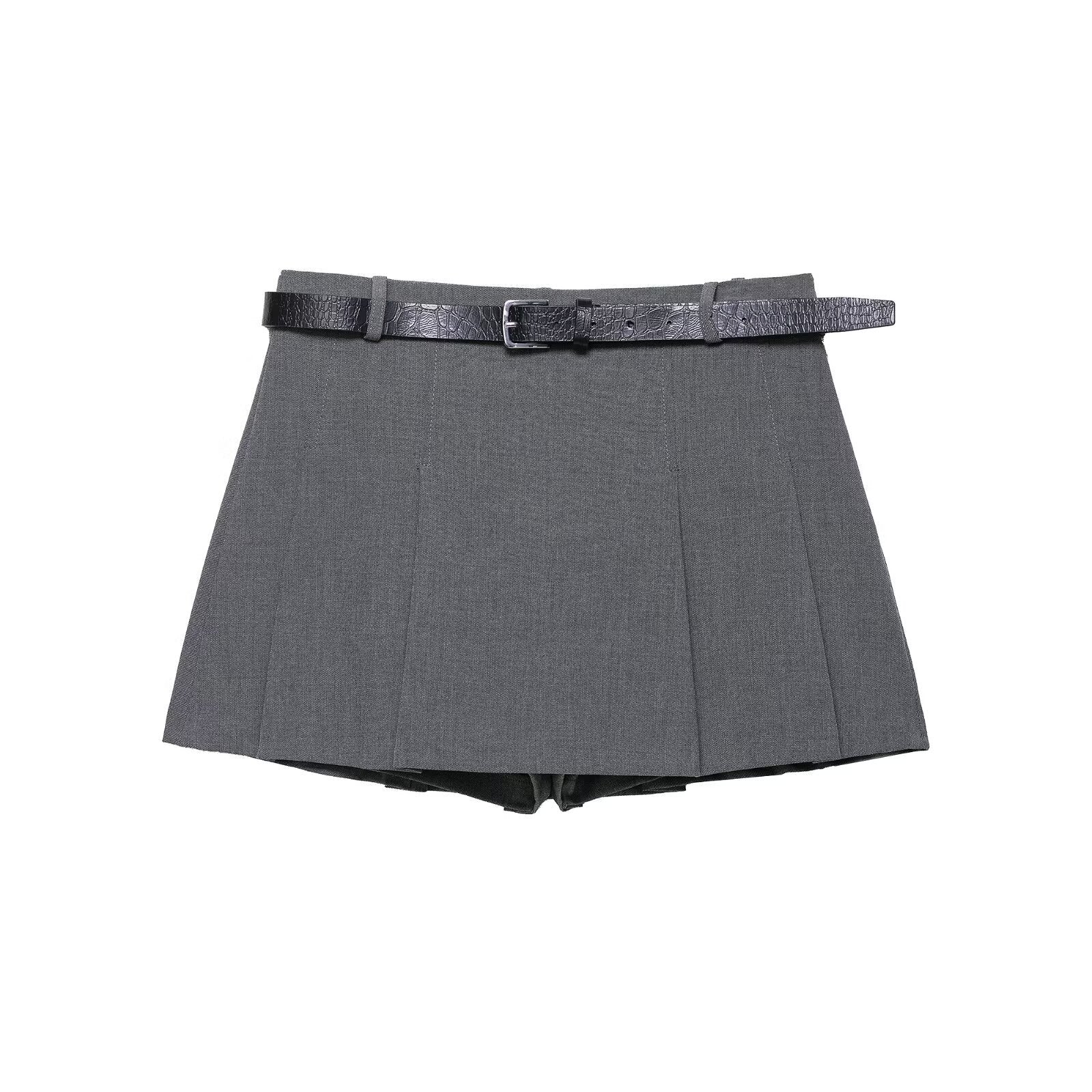 Spicy girl plaid belt versatile skirt pants