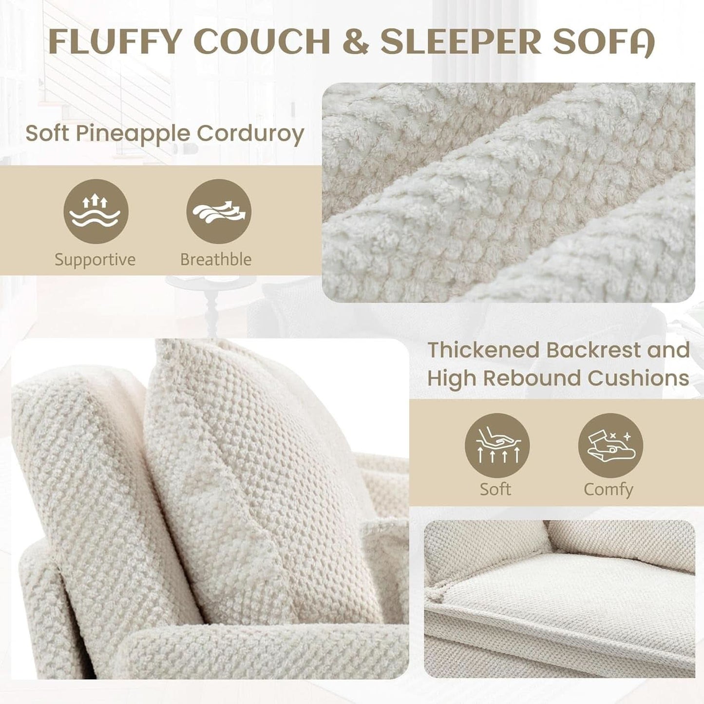 Convertible King Sofa Bed with USB Charging and Pockets-3