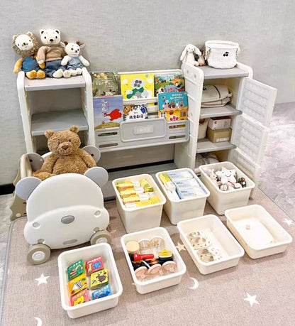 Odin Bear Ivory Bookshelf & Storage Combo Set