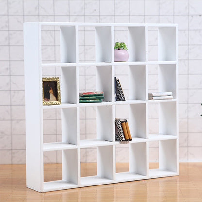 Handmade Mini Birch Wooden Storage Rack 16-Grid Display Shelf Bookcase Stand